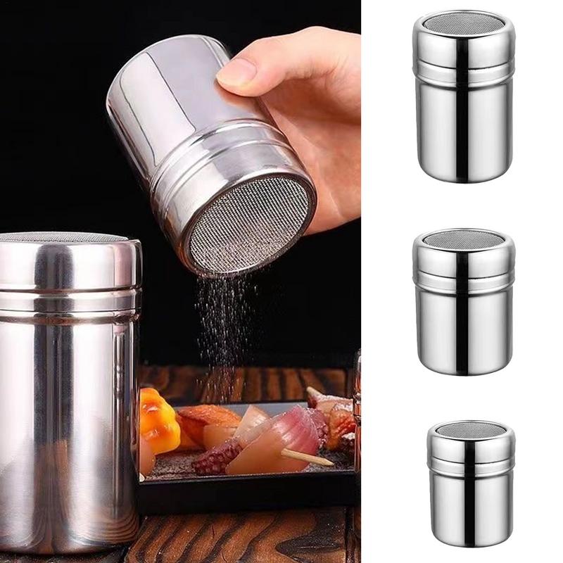 Home Cooking Help - สแตนเลสสตีลผงสปริงเกลอร์ขวดแป้ง Sifter Duster ขวดขนาดกะทัดรัดแป้ง Shaker สําหรับแป้งน้ําตาลเกลือเครื่องเทศโกโก้