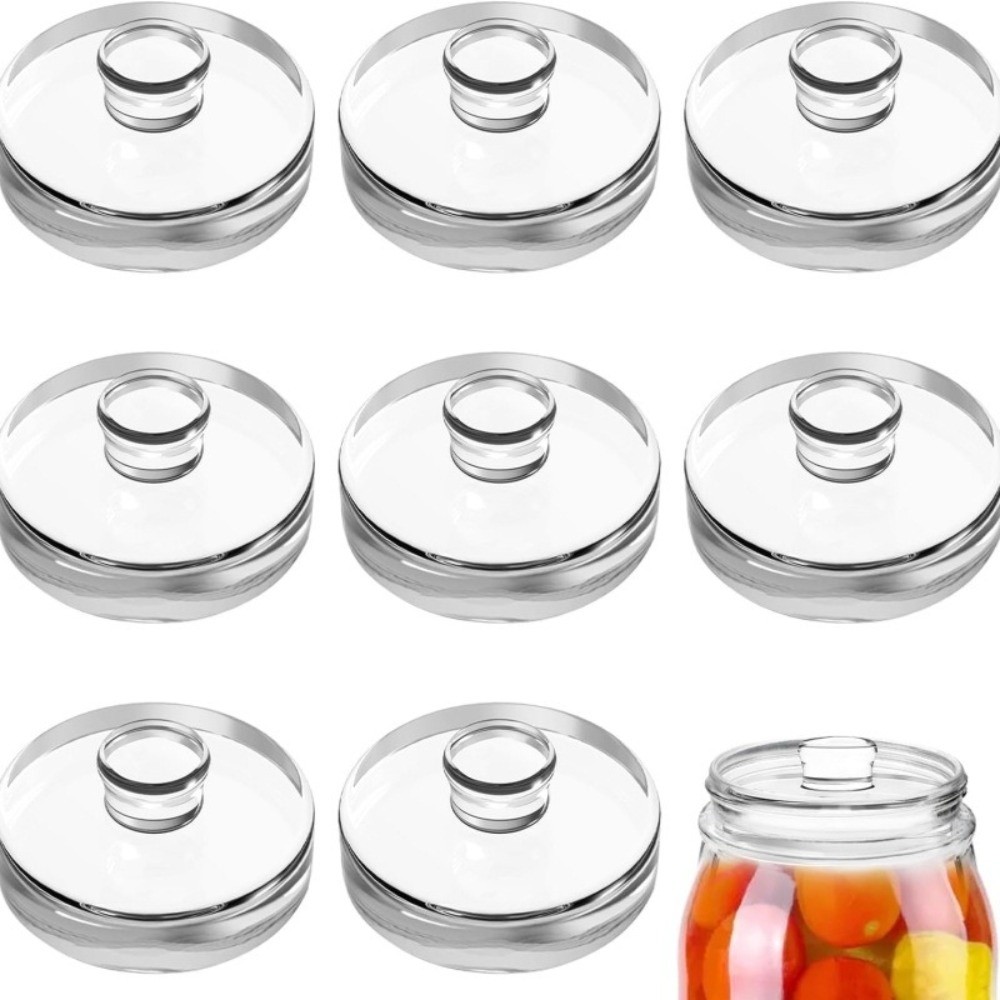Fermentation Crock - น้ำหนักถ่วงสำหรับการหมักแบบแก้วใสพร้อมที่จับ ฝาปิดขวดเมสันปากกว้าง ปิดผนึก อุปกรณ์ครัวสำหรับการหมักหนัก ใช้ทำกิมจิ