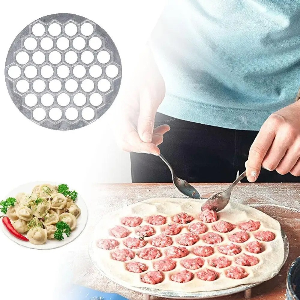 Home Cooking Help - แม่พิมพ์ทำเกี๊ยวแบบพกพา ทำจากอะลูมิเนียม 37 หลุม สำหรับทำราวีโอลี เปลเมนี