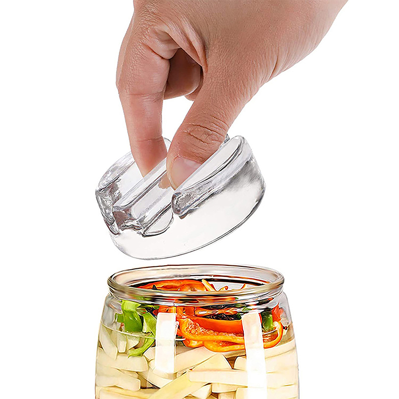 Fermentation Crock - น้ําหนักแก้วหมักพร้อมด้ามจับง่ายฝาหมักแก้วหนักสําหรับ Jar Pickle Pickling Crock Kimchi